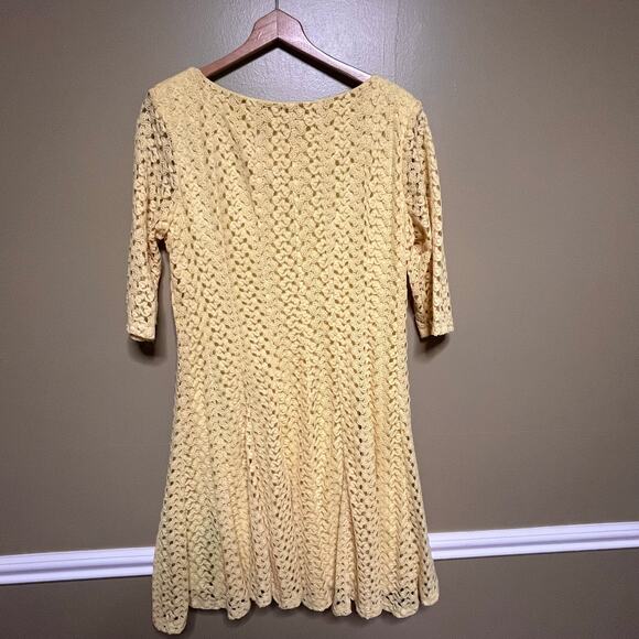 Rabbit Rabbit Rabbit Yellow Mid Length Lace Overlay Dress - Picture 6 of 10